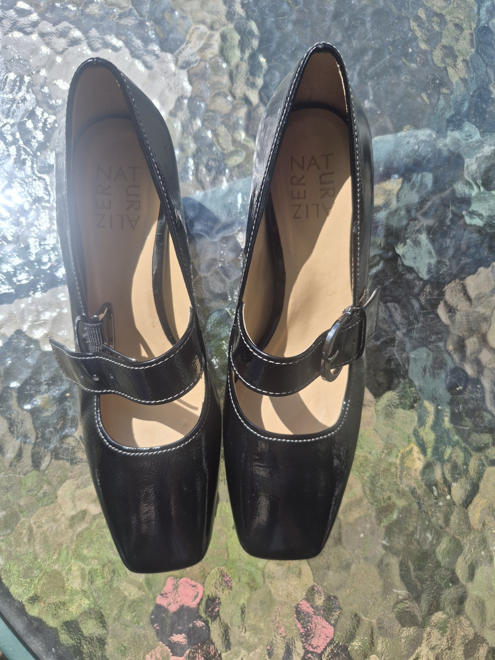 Naturalizer Black Mary Jane Flats with Buckle Strap